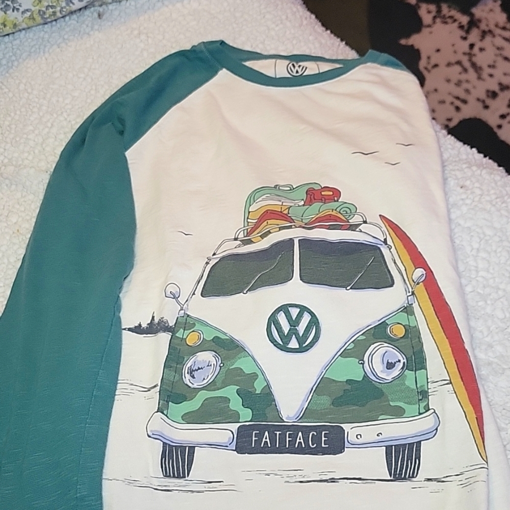 Boy's Volkswagen branded Fat Face Collab, baseball raglan style